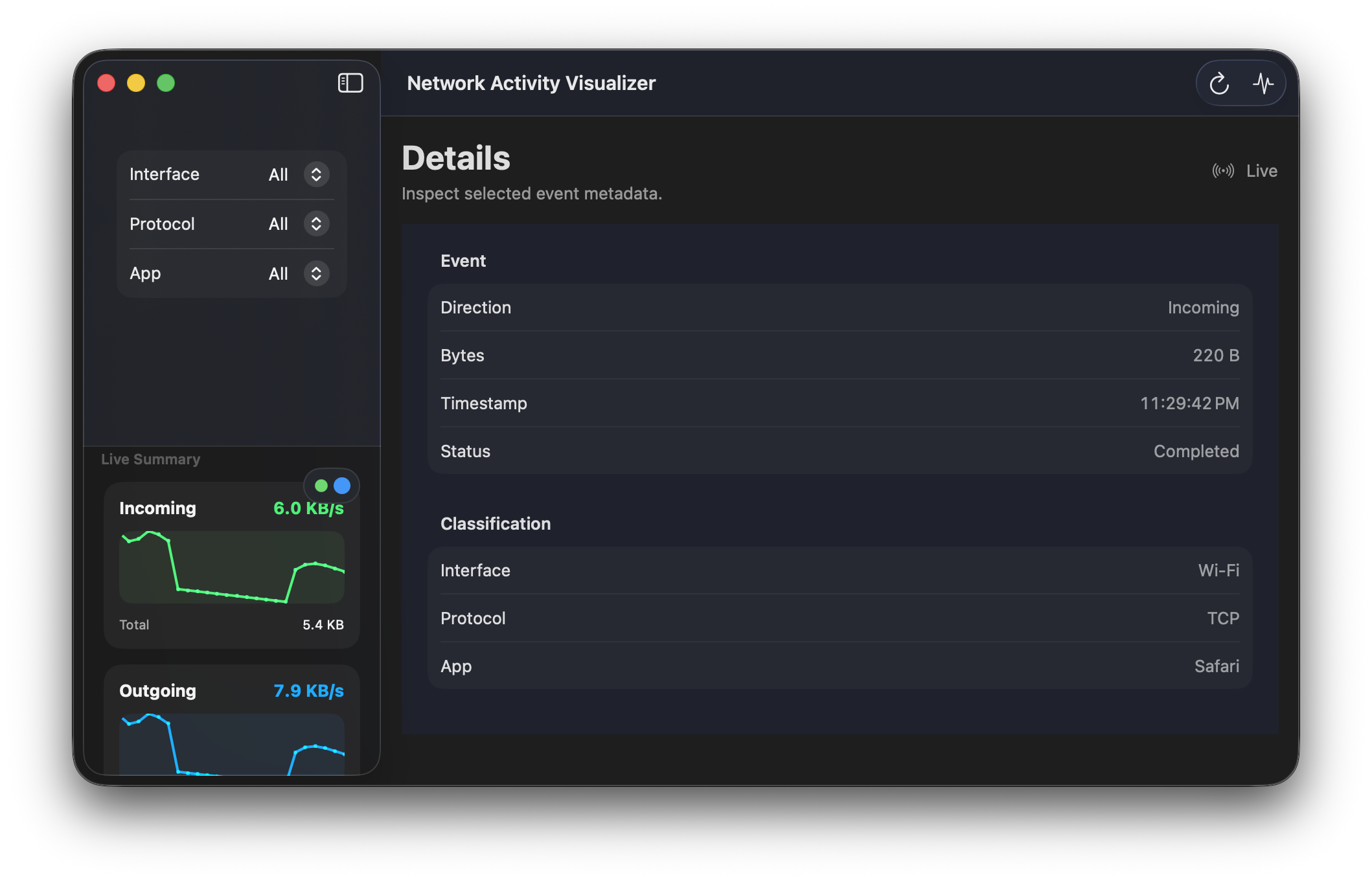 Network Visualizer app example.